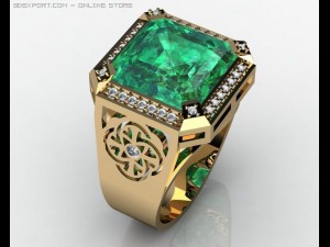 ring with an emerald 3D Model