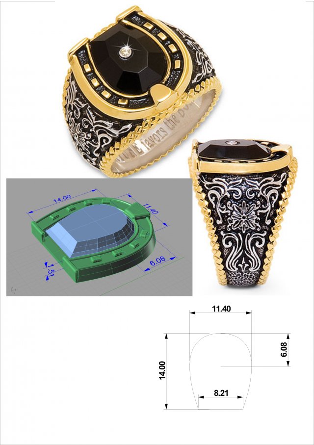 horseshoe ring 3D Model .c4d .max .obj .3ds .fbx .stl .blend 