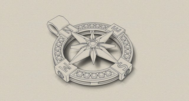 compass pendant 3D मॉडल .c4d .max .obj .3ds .fbx .stl .blend 
