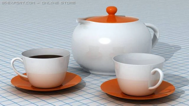 coffee cup with jar 3D Model .c4d .max .obj .3ds .fbx .stl .blend