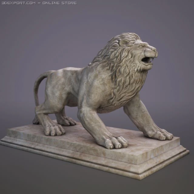 lion sculpture 3D Model .c4d .max .obj .3ds .fbx .stl .blend 