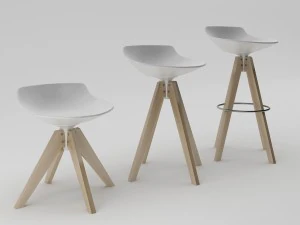 mdfitalia 4-पैर वाला फ्लो स्टूल 3D मॉडल