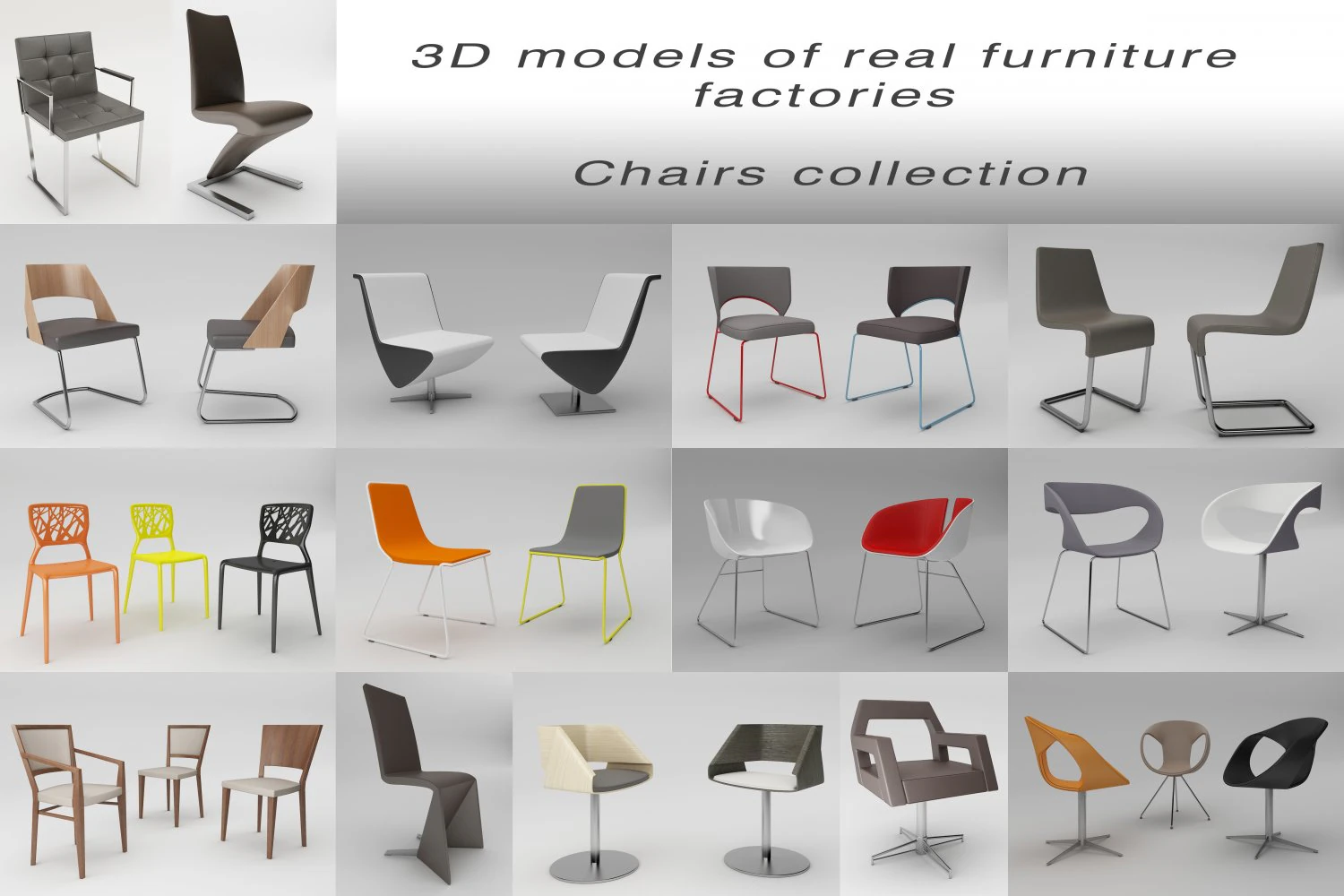 collection de chaises Modèle 3D .c4d .max .obj .3ds .fbx .stl .blend 