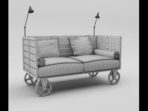 sof&aacute; steampunk Modelo 3D