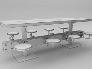 स्टीमपंक बड़ी मेज 3D मॉडल