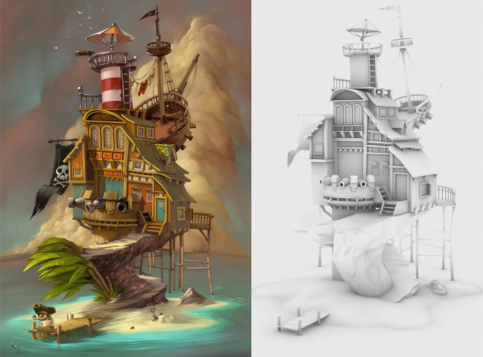 cartoon island 3D Model .c4d .max .obj .3ds .fbx .stl .blend 
