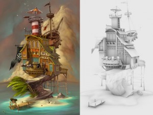 cartoon island 3D Model