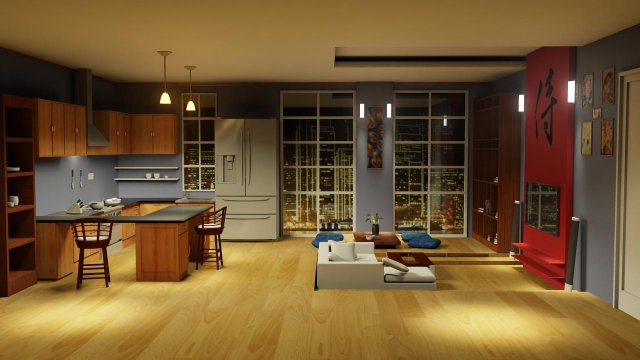modern chinese style interior 3D Model .c4d .max .obj .3ds .fbx .stl .blend 