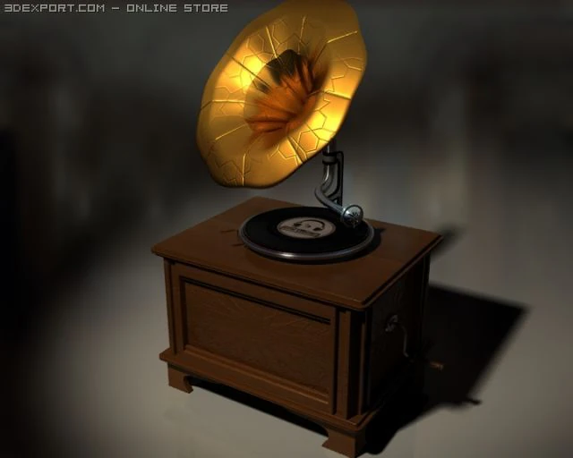 gramophone animated 3D Model .c4d .max .obj .3ds .fbx .stl .blend 