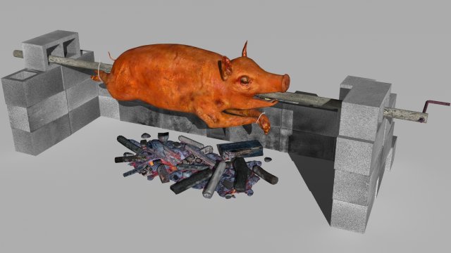 spit roast 3D Модель .c4d .max .obj .3ds .fbx .stl .blend 