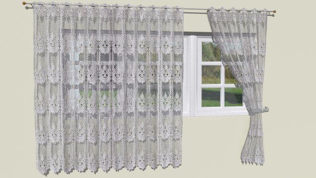 crochet lace curtains 3D Model .c4d .max .obj .3ds .fbx .stl .blend 