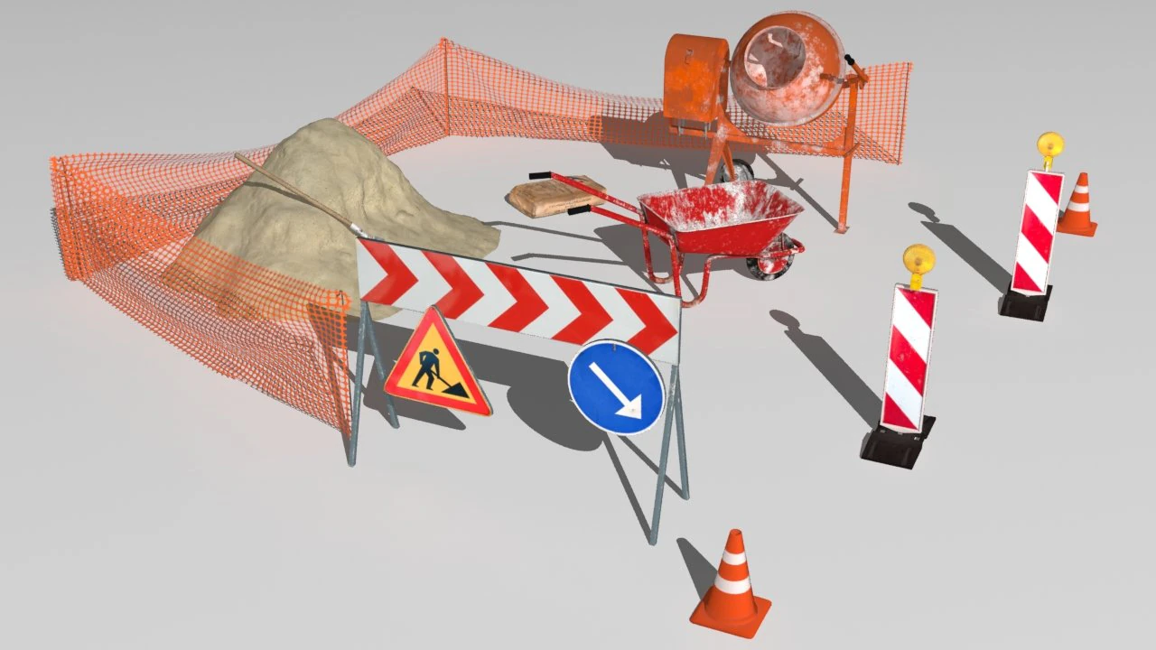 roadwork 3D Model .c4d .max .obj .3ds .fbx .stl .blend 