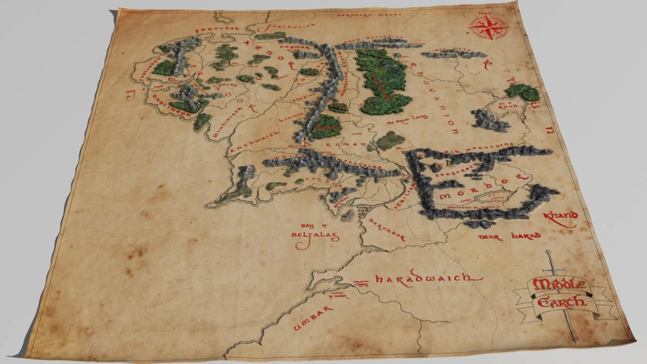 Map of middle earth 3D Model .c4d .max .obj .3ds .fbx .stl .blend