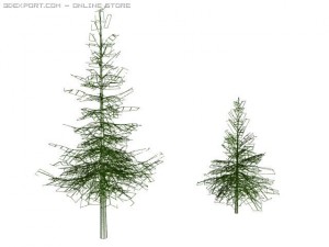 two pine trees 3D 模型