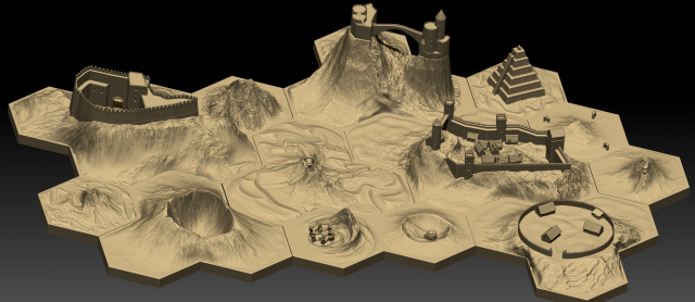 hexagonal map 3D Model .c4d .max .obj .3ds .fbx .stl .blend 