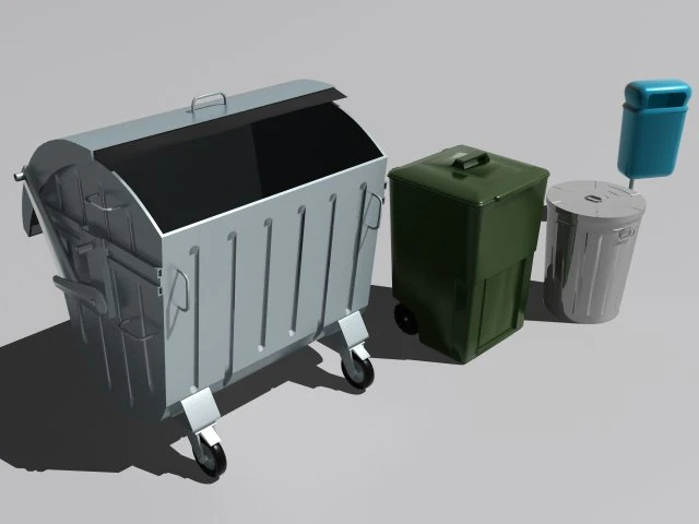 trash cans 3D Model .c4d .max .obj .3ds .fbx .stl .blend