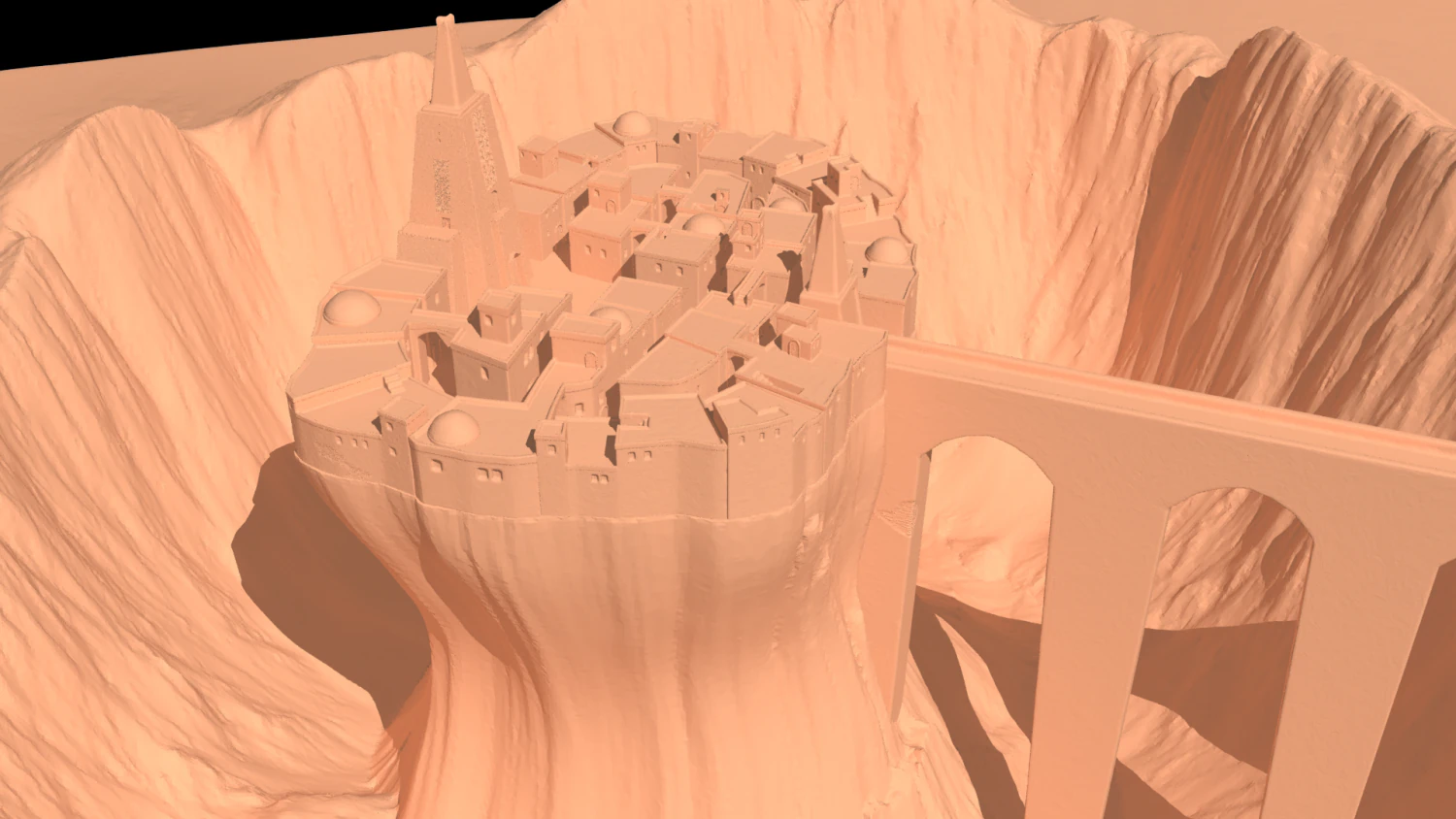 temple in volcano 3D Model .c4d .max .obj .3ds .fbx .stl .blend 