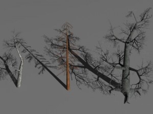 3 dead trees Modello 3D