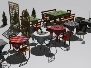 cole&ccedil;&atilde;o de mesa de restaurante caf&eacute; Modelo 3D