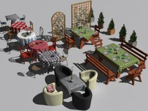 cafe  restaurant table collection 3D Model