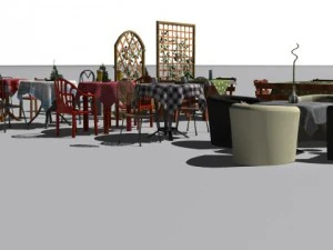 cafe  restaurant table collection 3D Model