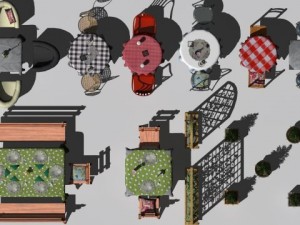 cafe  restaurant table collection 3D Model