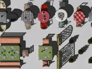 cafe  restaurant table collection 3D Model