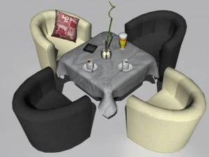 cafe  restaurant table collection 3D Model
