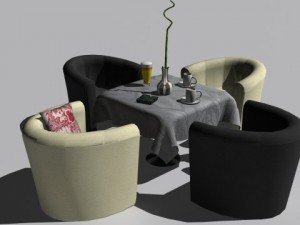 cafe  restaurant table collection 3D Model