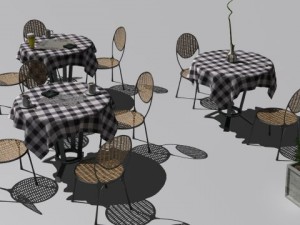 cafe  restaurant table collection 3D Model
