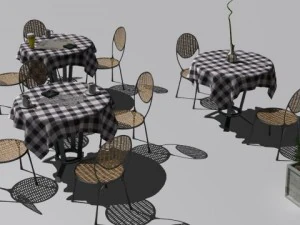 cafe  restaurant table collection 3D Model