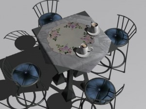 cafe  restaurant table collection 3D Model