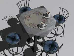 cafe  restaurant table collection 3D Model