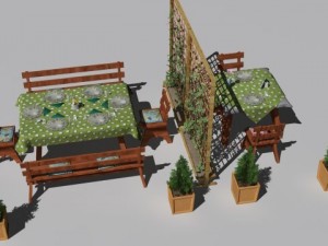 cafe  restaurant table collection 3D Model
