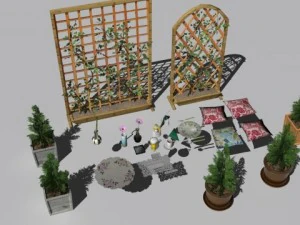 cafe  restaurant table collection 3D Model