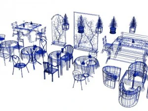 cafe  restaurant table collection 3D Model