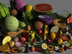koleksi buah dan sayuran Model 3D
