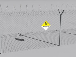 barb wire fences obsticles and warning signs Modello 3D