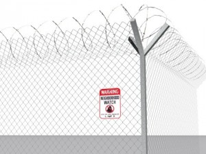 barb wire fences obsticles and warning signs Modello 3D