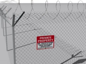 barb wire fences obsticles and warning signs Modello 3D