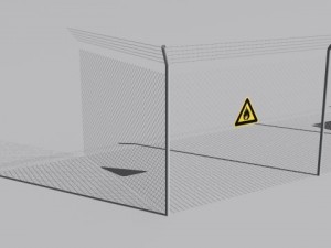 barb wire fences obsticles and warning signs Modello 3D