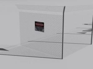 barb wire fences obsticles and warning signs Modello 3D