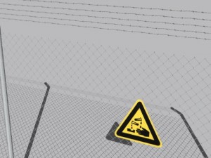 barb wire fences obsticles and warning signs Modello 3D