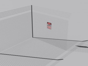 barb wire fences obsticles and warning signs Modello 3D