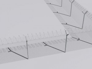 barb wire fences obsticles and warning signs Modello 3D