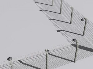 barb wire fences obsticles and warning signs Modello 3D