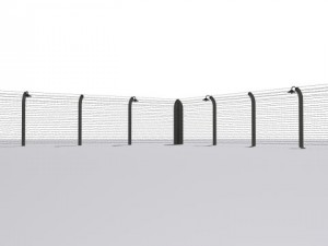 barb wire fences obsticles and warning signs Modello 3D