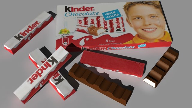 kinder chocolate 3D Модель .c4d .max .obj .3ds .fbx .stl .blend 