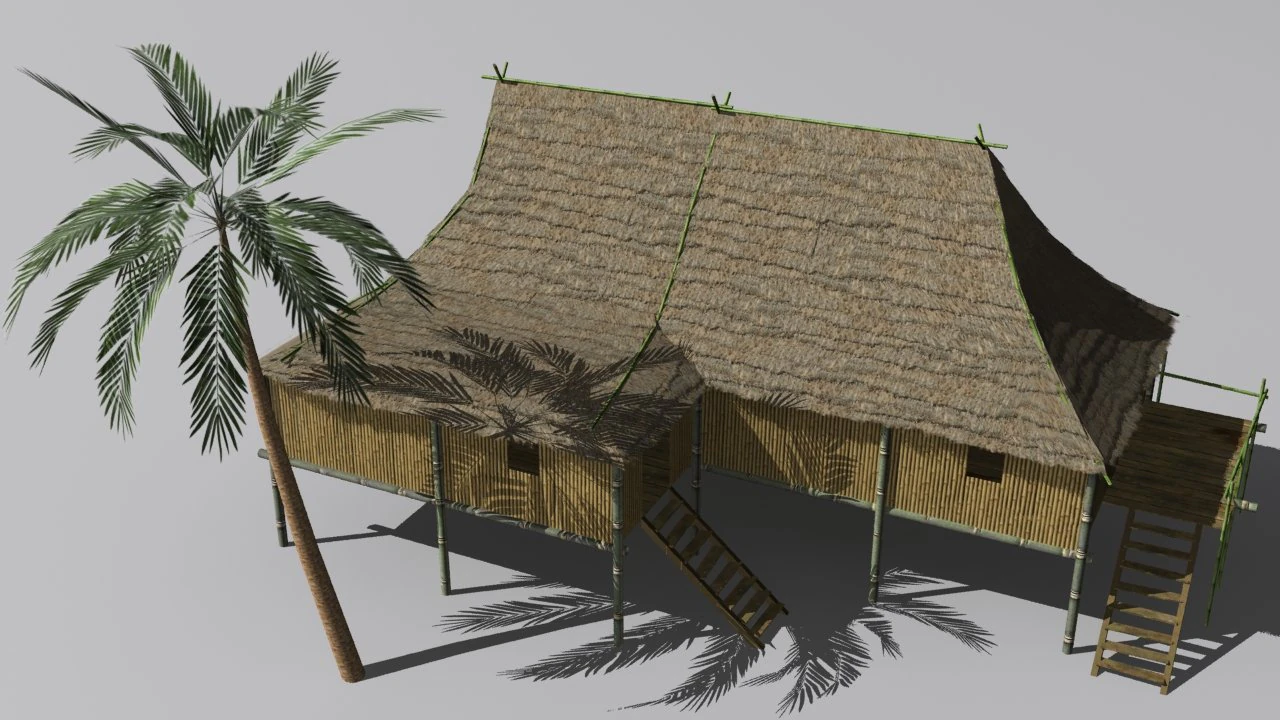 vietnam hut 3D Model .c4d .max .obj .3ds .fbx .stl .blend 