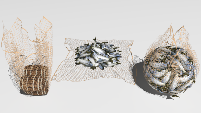 Fishing net 3D Модель .c4d .max .obj .3ds .fbx .stl .blend 